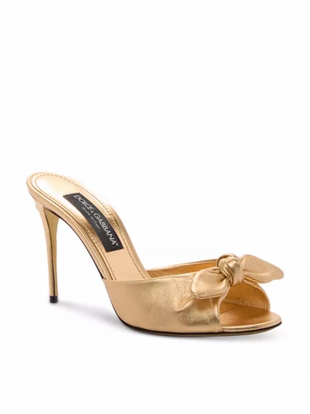 Dolce & Gabbana Metallic Gold Knot-Detail Stiletto Mule